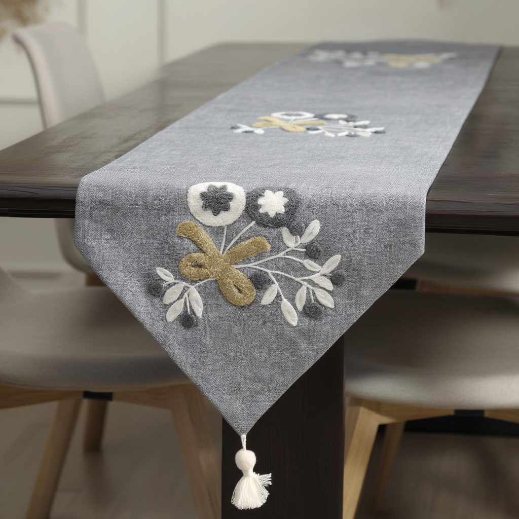 Grey Garden Table Runner