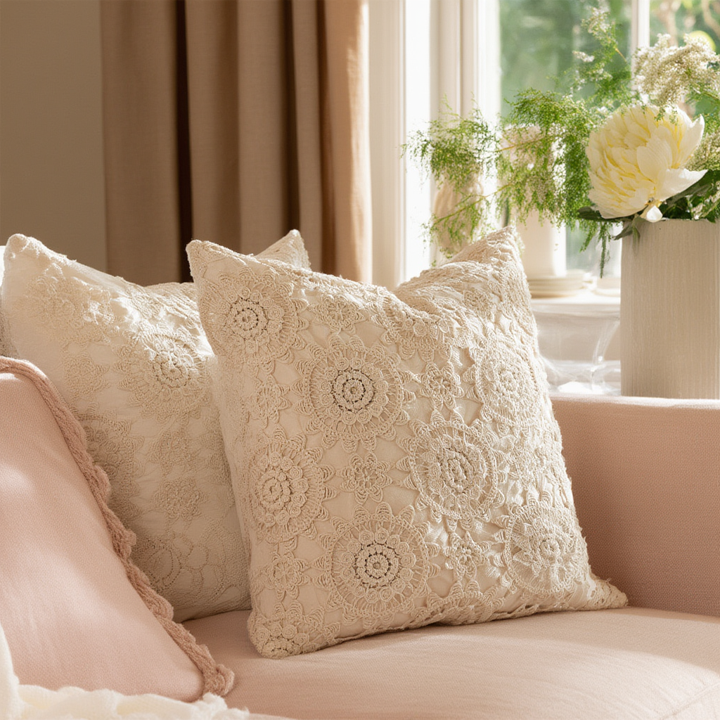Ivory Bloom Cushion Cover Set